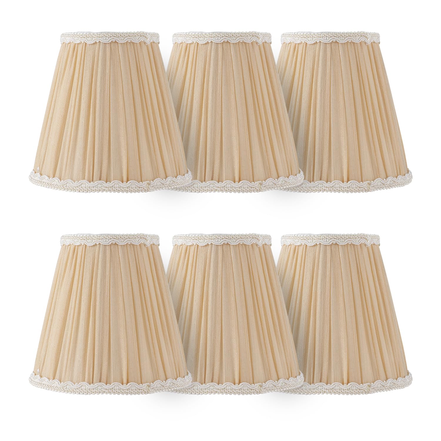 Photo 1 of Lampshades Chandelier Lamp Shades Small Pleated Empire Clip-on Fitter Lampshade 6"x3 3/4"xH5 3/5" Gold Linen Small Lamp Shade Set of 6