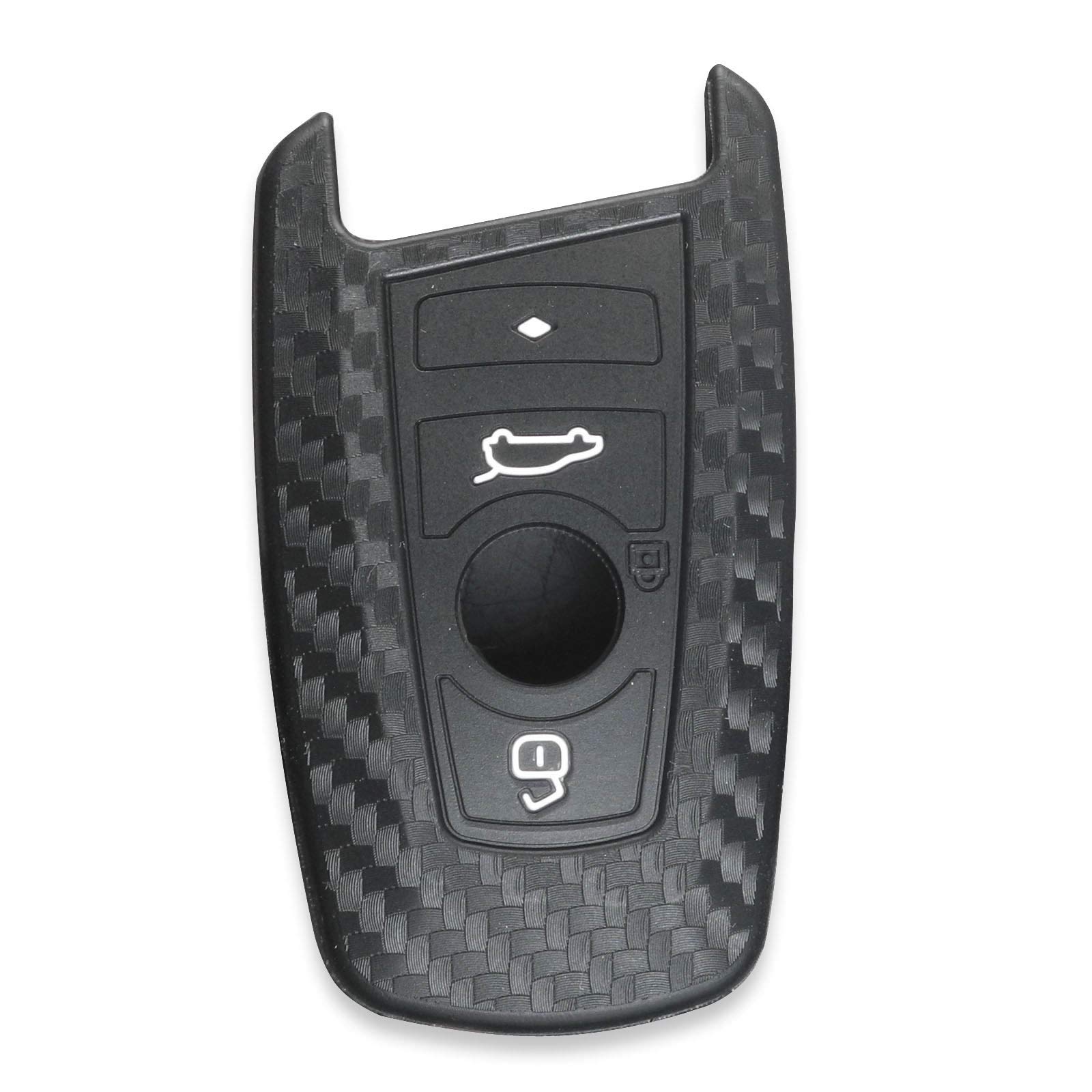 Carbon Fiber Silicone Car Key Case Fob Cover Keyless Entry Shell Case Compatible with BMW 520 525 F30 F10 F18 118i 320i 1 3 5 7 Series X3 X4 M3 M4 M5