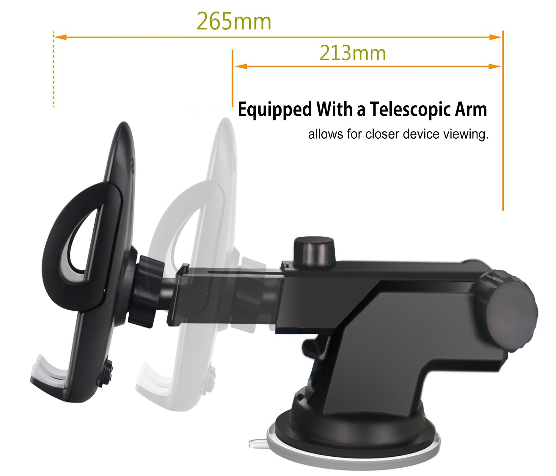 [Super Fest] iAmotus Handyhalterung Auto 360 °Rotatable kfz handy halterung mit Gel-Saugnapf und Einstellbarer Teleskoparm Unterstützung for Galaxy S8 S7 edge S6 Edge iPhone X 8 7 6s 6 plus Smartphones Universal [Multifunktions]