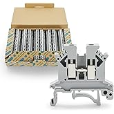 100pcs Grey UK-2.5B Din Rail Wire Terminal Block Voltage and Current Safety Ground Terminal Block 800V 32A 2.5 Square mm Univ