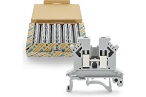 Meowlian 100PCS UK-2.5B Din Rail Wire Terminal Block - Application for 12-22 AWG 20A 600V Electrical Cabinets Distribution Box, Solar Power System, PLC Industrial Control Automation Panel DIY CNC RV