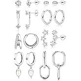 Small Gold Hoop Earrings Set for Women - 14K Gold Plated Hypoallergenic Huggie Hoop Studs Earring Stacks for Sensitive Ears - Cartilage Earring Sets for Multiple Piercing 8 Pairs