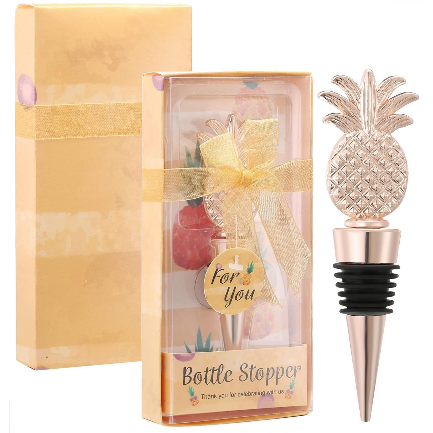 Photo 1 of 12Pcs Pineapple Wine Stoppers Pineapple Themed Wine Cork Plug Champagne Saver for Wedding Favor for Guests Birthday Beach Themed Party Souvenirs Gift Supplies(12,Pineapple Stopper)