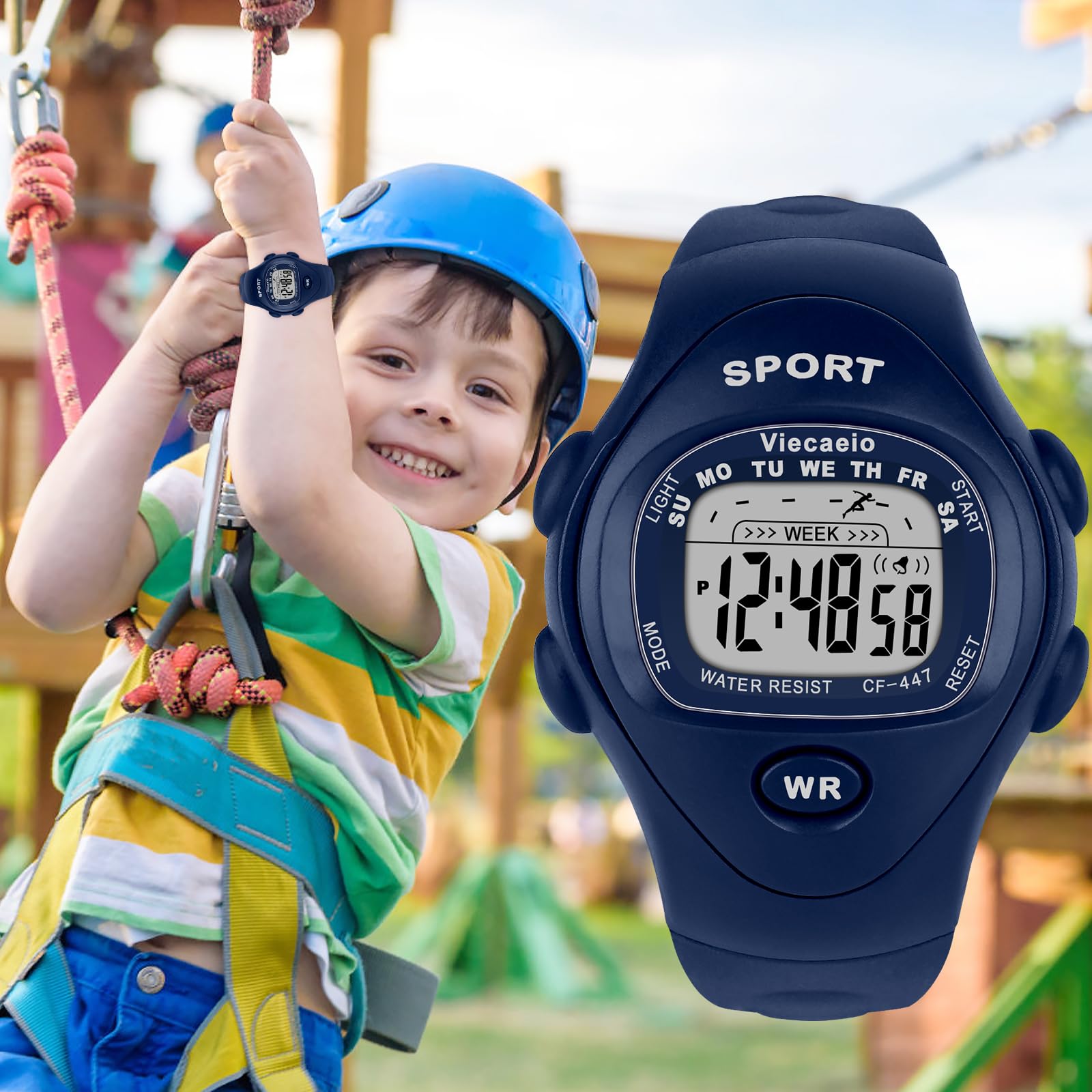 Viecaeio Kids Digital Watch for Boys Girls, Waterproof LED Colorful Lights Sports Watch Suitable for 5-17 Years Old Teenagers (with Gift Box)