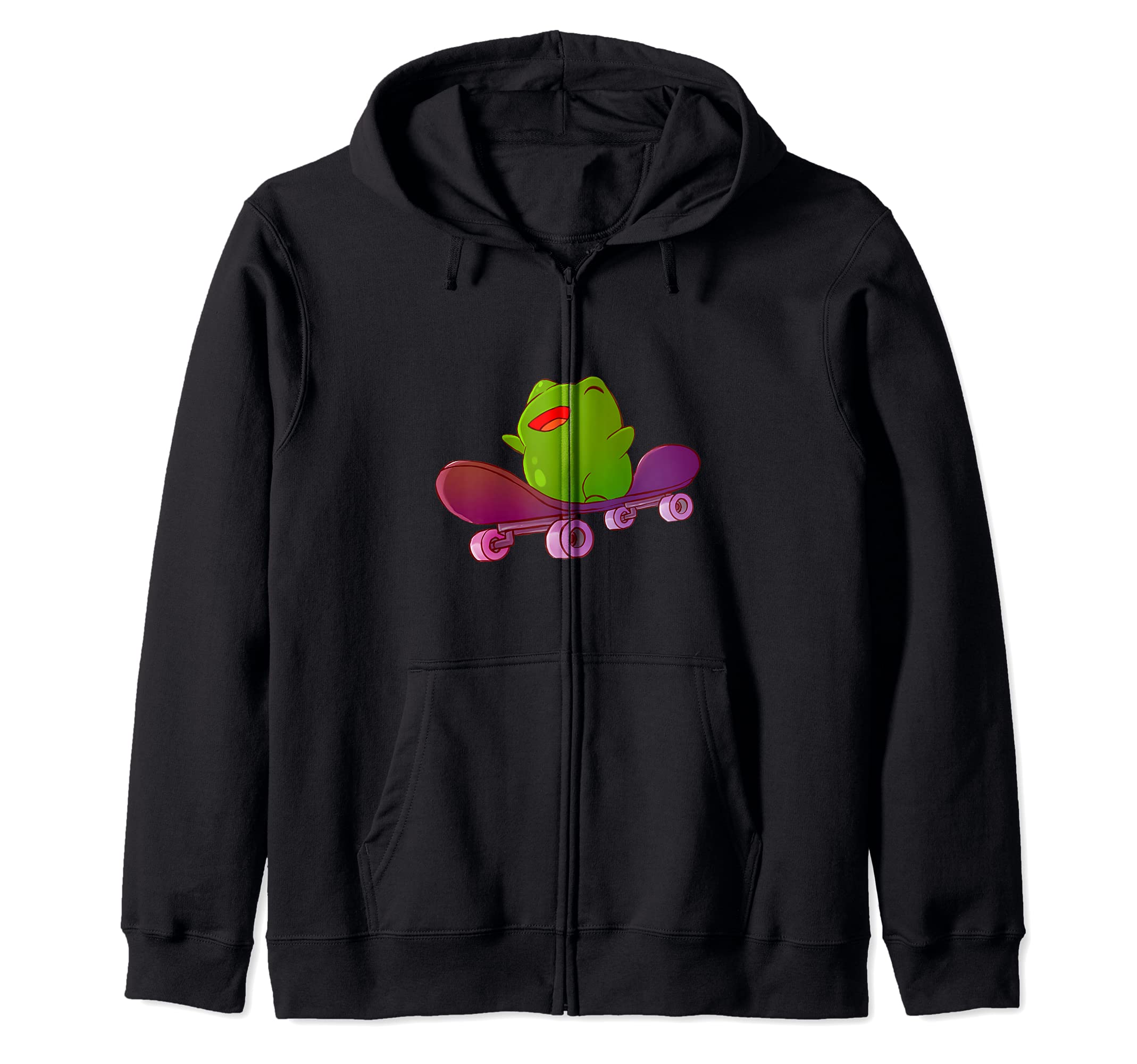 Cute Frog on Skateboard Kawaii Cottagecore Aesthetic Zip Hoodie