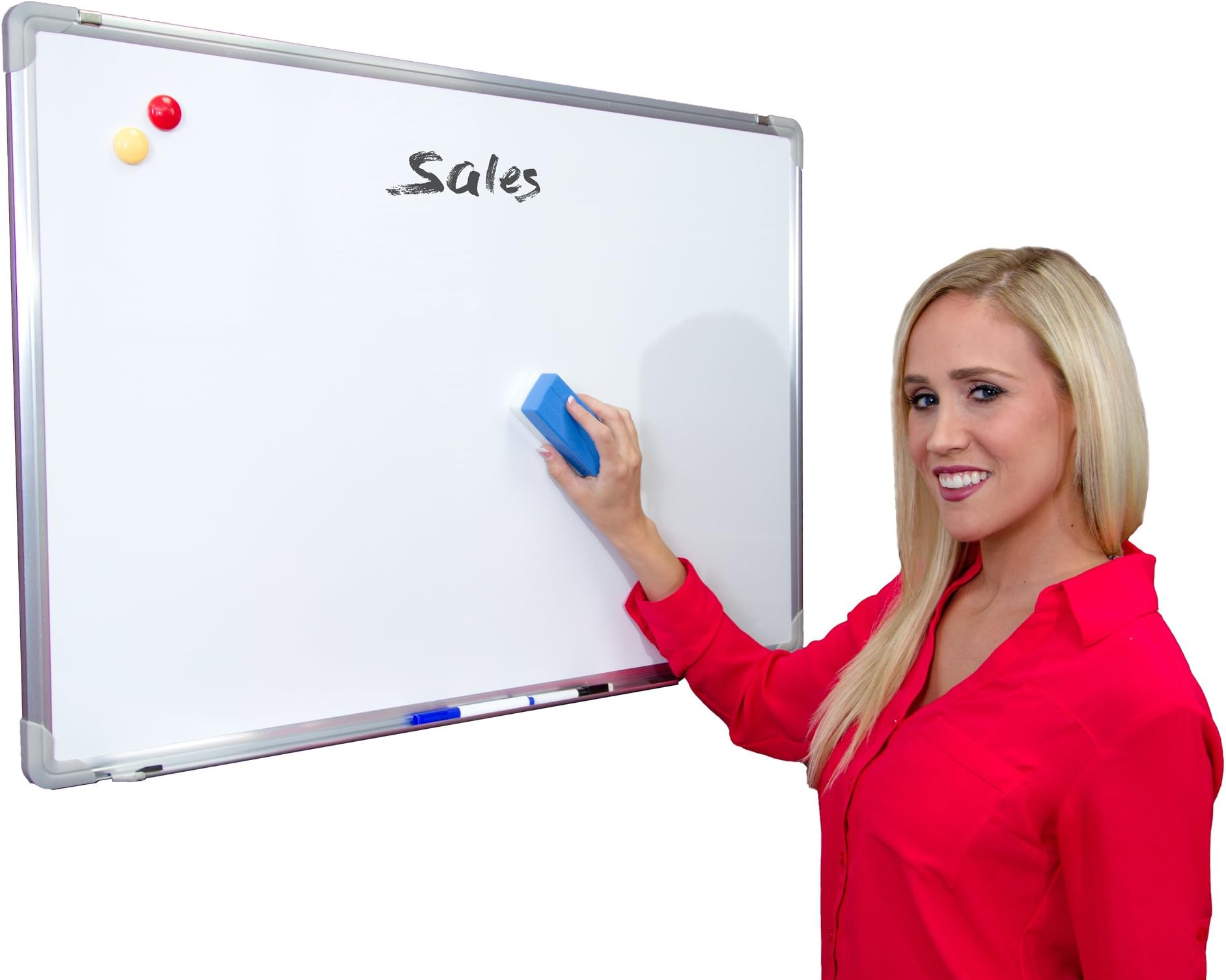 Magnetic Dry Erase Board - 24 x 36 inch White Board - Magnetic Whiteboard with Aluminum Frame and Marker Tray