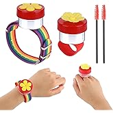 4-Pack Mini Hummingbird Ring Feeders, Hummingbird Wrist Feeder with Adjustable Strap & Cleaning Brush, Ideal for Outdoor Window Bird Watching for Nature Enthusiasts
