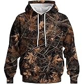 Rebaike Novelty Long Sleeve Hoodie Funny Fashion Tree Camo Graphic Sweatshirts
