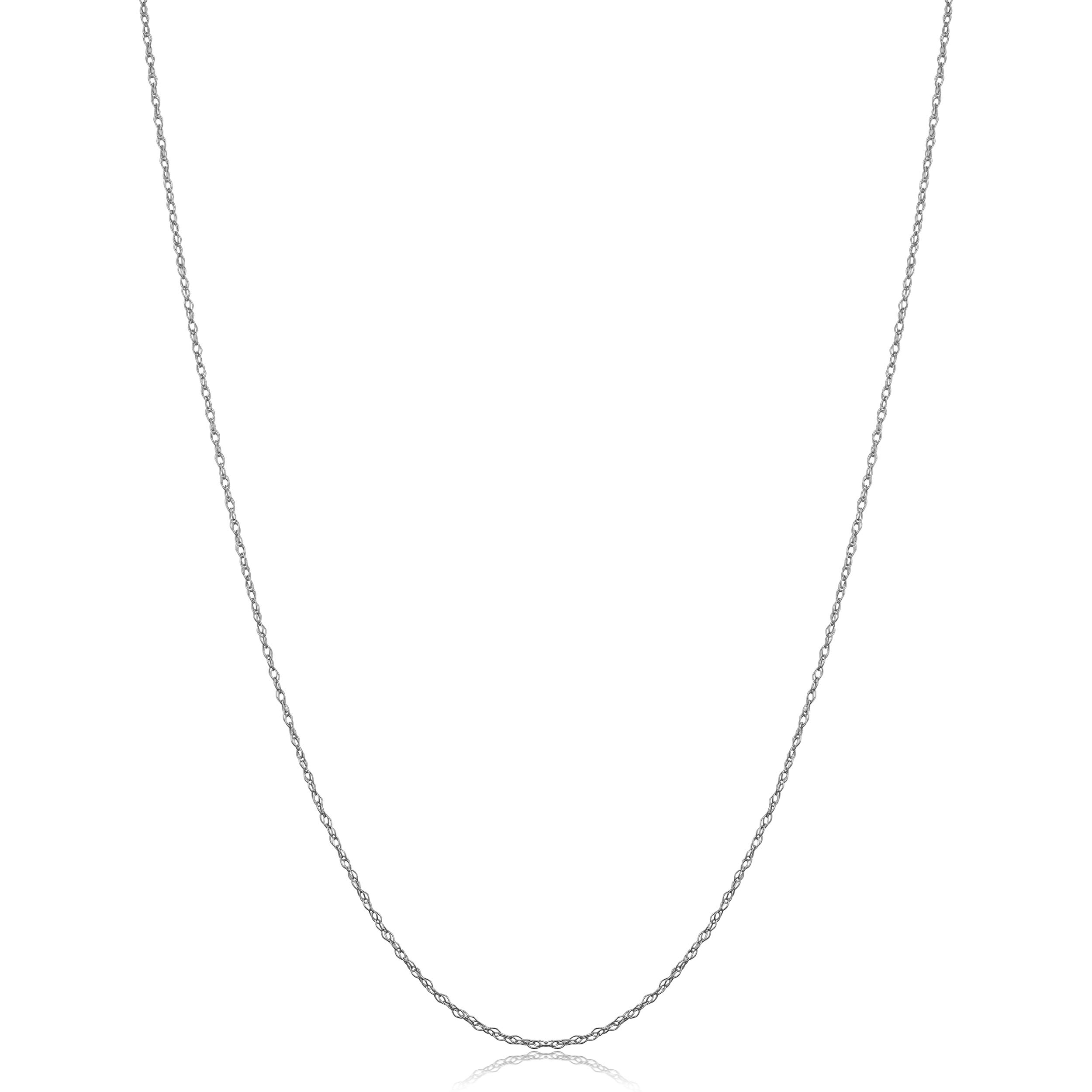 Kooljewelry 14k White Gold Rope Chain Pendant Necklace (0.7 mm, 14 inch)