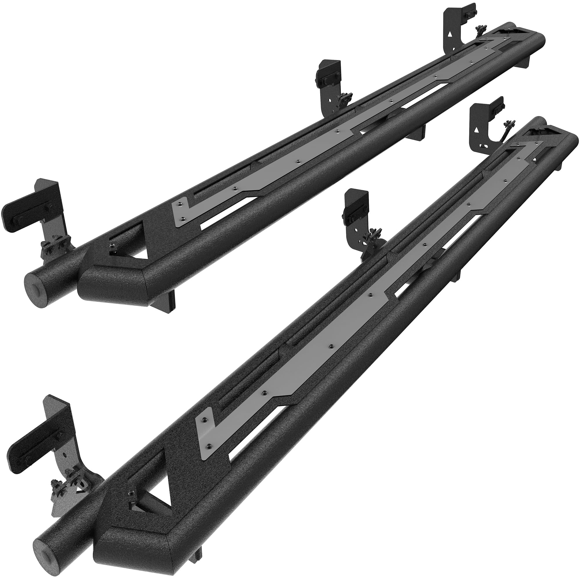 Photo 1 of ** LOOSE HARDWARE** 
Running Boards Side Steps Crew Cab Compatible with Dodge Ram 1500 2009-2024(19-24 Classic ONLY), 2500 3500 2010-2024, 6 Inches Bolt-on Side Steps Rails, Powder Coated Black and Painted Gray