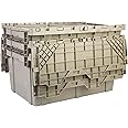 Hudson Exchange 27.3 x 17.2 x 12.6 (3 Pack) Storage Tote Distribution Container with Hinged Attached Lid, Gray/Brown