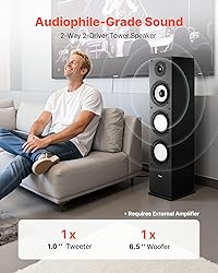 VEVOR Floorstanding Speaker, 2-Way, Floor-Standing