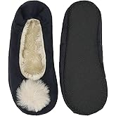 BambooMN Adult Women's Rabbit PomPom Fuzzy Fur Soft Non-Slip Slipper Socks, Indoor Travel Home, 1 Pair