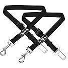 OMorc Dog Seat Belt, [2 Pack] 19-27 Inch Adjustable Dog Harness Pet Car Vehicle Seatbelt Pet Safety Leash Leads for Dogs/Cats, Nylon Fabric Material- Black