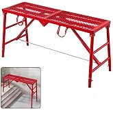 800LBS Foldable Scaffolding Platform, 71x16x60 Inch Alloy Steel Adjustable Height Portable Work Ladder, Ideal for Standard Staircase Painting Wiring Car Wash Home Decor &amp; Industrial Maintenance