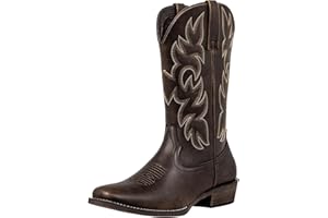 J's.o.l.e Cowboy Boots for Men Square Toe Men's Western Boots Fashion Pull On Classic Embroidered Riding Dress Boots Botte Co