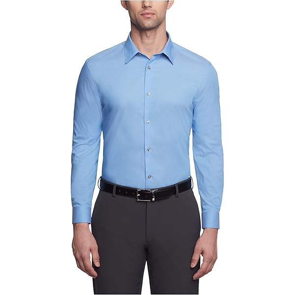 Amazon.com: Calvin Klein Men's Non Iron Slim Fit Herringbone French Cuff  Dress Shirt Shirt, Blue, 16.5" Neck 32"-33" Sleeve (Large) : Clothing,  Shoes & Jewelry