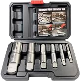 Pipe Extractor Set, 6-Piece Heavy Duty Steel Broken Pipe Extractors for Removing Damaged Threaded Pipes &amp; Fittings from 1/8" to 1", with Durable Storage Case, Ideal Tools for Plumbers Mechanics DIY