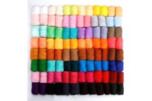 LOKUNN Laine de feutrage à l'aiguille de 286,9 g, 48 couleurs de laine pour bricolage, filage à la main, feutrage à l'aiguill