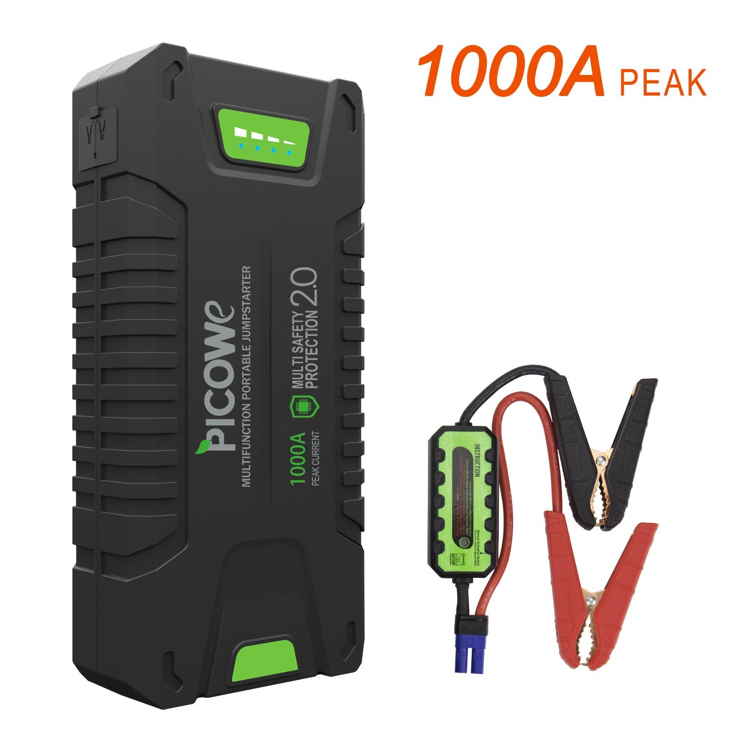 Arrancador de Coche Picowe A Peak Amp Portátil Jump Starter Pack Completo