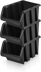 10x Black Storage Boxes Size 4 - 23x16x12cm Plastic Workshop Craft Parts view 4
