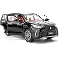 WAKAKAC 1/24 Scale Crown Kluger 6 Doors Opend Alloy Car Model Toy ，Sound and Light Pull Back Collection Toy Car for Kids Gift Black
