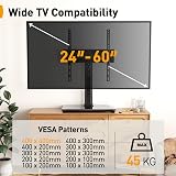 Perlegear Universal TV Stand 24-60in 45kg Swivel Glass Base VESA 400x400 view 3