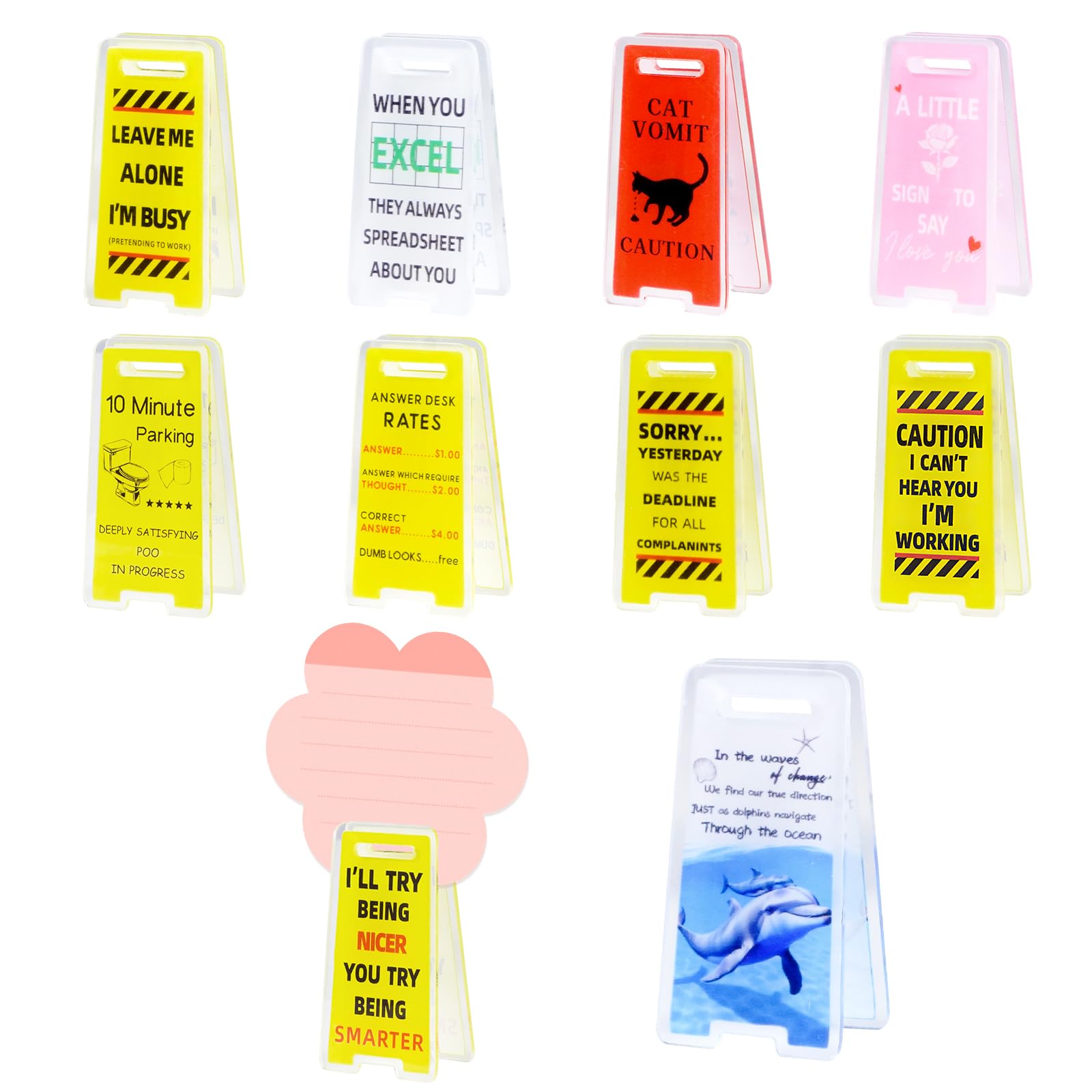 Photo 1 of 10 Pack Funny Sticky Note Holder, Hilarious Desk Signs Overstimulated Desk Sign for Office Gifts