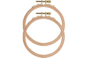 Ebherys 2Pcs of 5-inch Beech Wood Embroidery and Cross-Stitch Hoops, Beech Wood,Polished Smooth, Hand Embroidery and Cross-Stitch Tools, Home Sewing Tools, Hand Embroidery Frame, Wall Hangi (5Inch*2)
