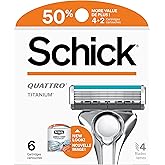Schick Quattro Titanium Refills &mdash; Schick Quattro Refills, Men&rsquo;s Razor Refills, 6 Count