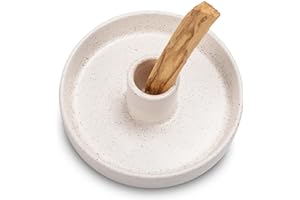 HOCUROAY Palo Santo Holder, Ceramic Incense Holder for Palo Santo Sticks, Scent Wood Stand and Ash Catcher, Simple, Sturdy and Well Made Incense Burner, Cozy Speckled White