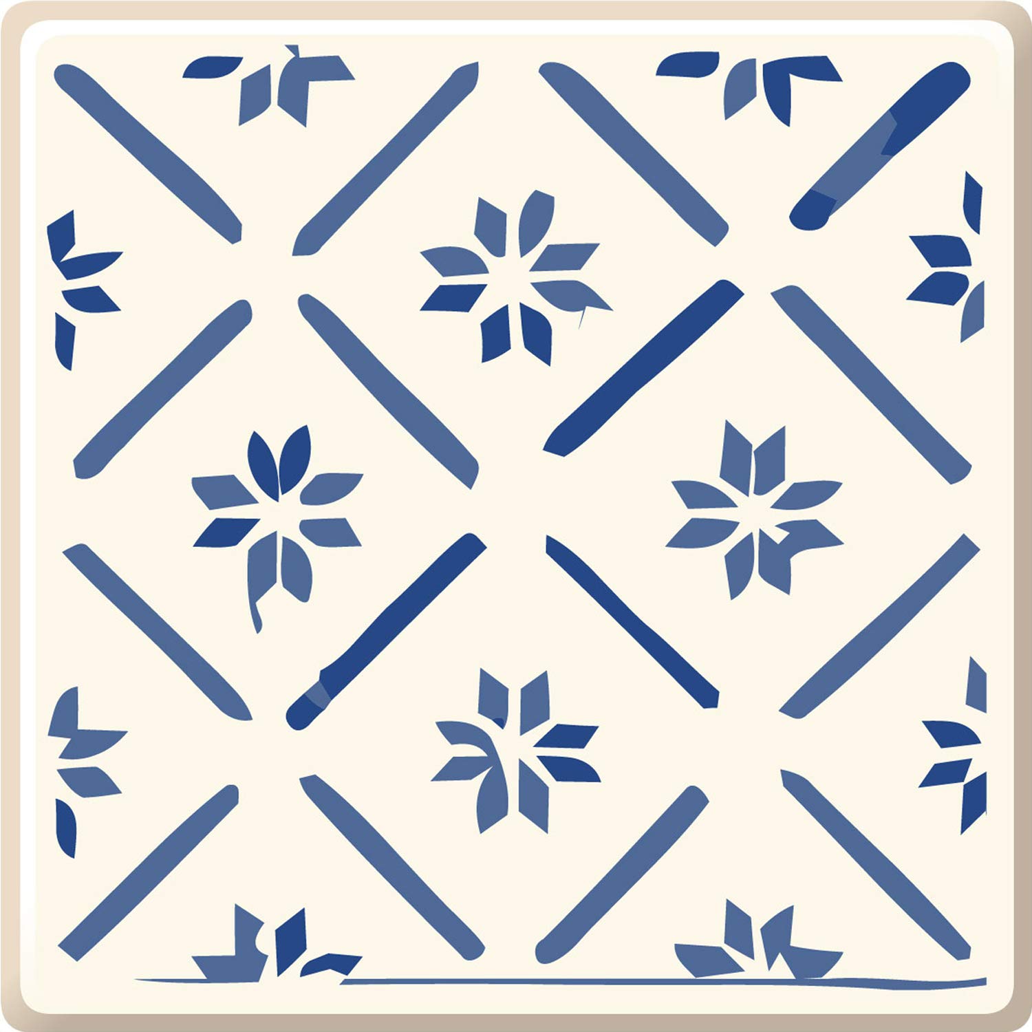 Poromoro Spanish Portuguese Azulejo Style Peel and Stick Backsplash Tile Stickers Set of 16 pcs(3.9_35)