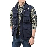 BOOMLEMON Men's Casual Outdoor Work Vest Safari Fishing Shooting Vests Lightweight Travel Cargo Jacket With Multi Pockets