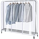 SIWUTIAO Garment Rack Cover,6Ft Transparent PEVA Clothing Rack COVER ONLY, Clear Clothes dustproof Waterproof Cover