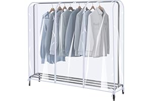 SIWUTIAO Garment Rack Cover,6Ft Transparent PEVA Clothing Rack COVER ONLY, Clear Clothes dustproof Waterproof Cover