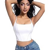 Womens Corset Bustier Crop Tank Tops 2024 Adjustable Spaghetti Strap Open Back Boned Sleeveless Club & Night Out Bodyshaper
