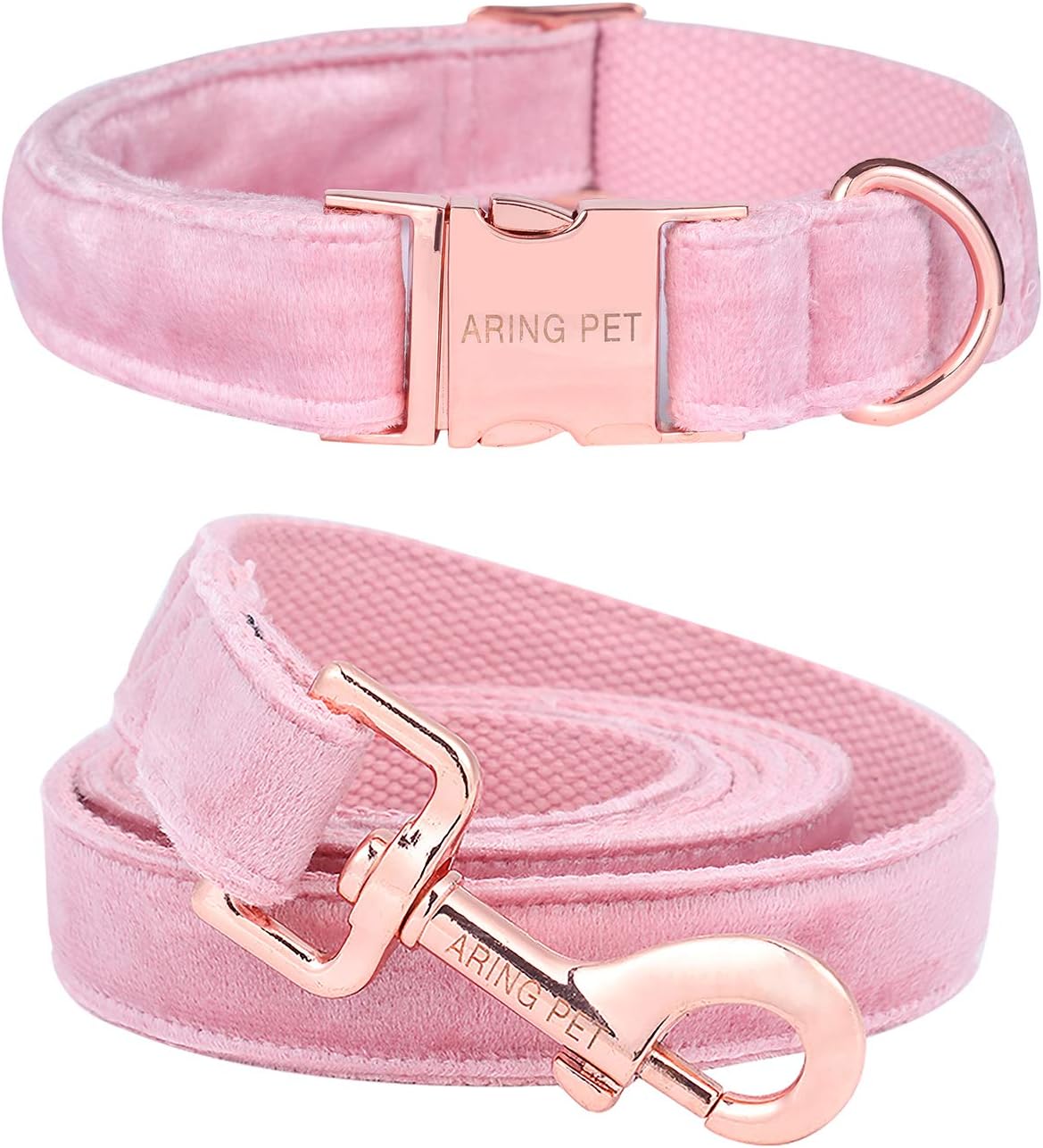 ARING PET Dog Collar and Leash, Velvet Dog Collar and Leash Set, Soft & Comfy, Adjustable Collars for Dogs