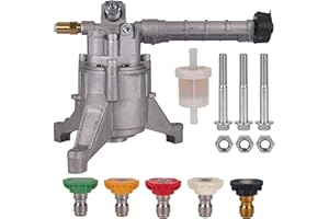 Mikatesi 7/8" Shaft Vertical Pressure Washer Pump — FRONT Inlet/Outlet for SRMW22G26-EZ 2.2G24, 2.2 2.5 GPM 2600-3000 PSI for TroyBilt Karcher Craftsman Generac Fits Most 4-7 HP Engines with 5 Nozzle