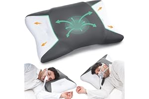 BAMHILL CPAP Pillow for Side Sleeping, Ergonomic Orthopedic Pillow for All CPAP Masks Users to Reduce Air Leaks & Masks Pressure, Cervical Neck Pillow for Neck Pain Relief Ideal for Side Back Sleeper