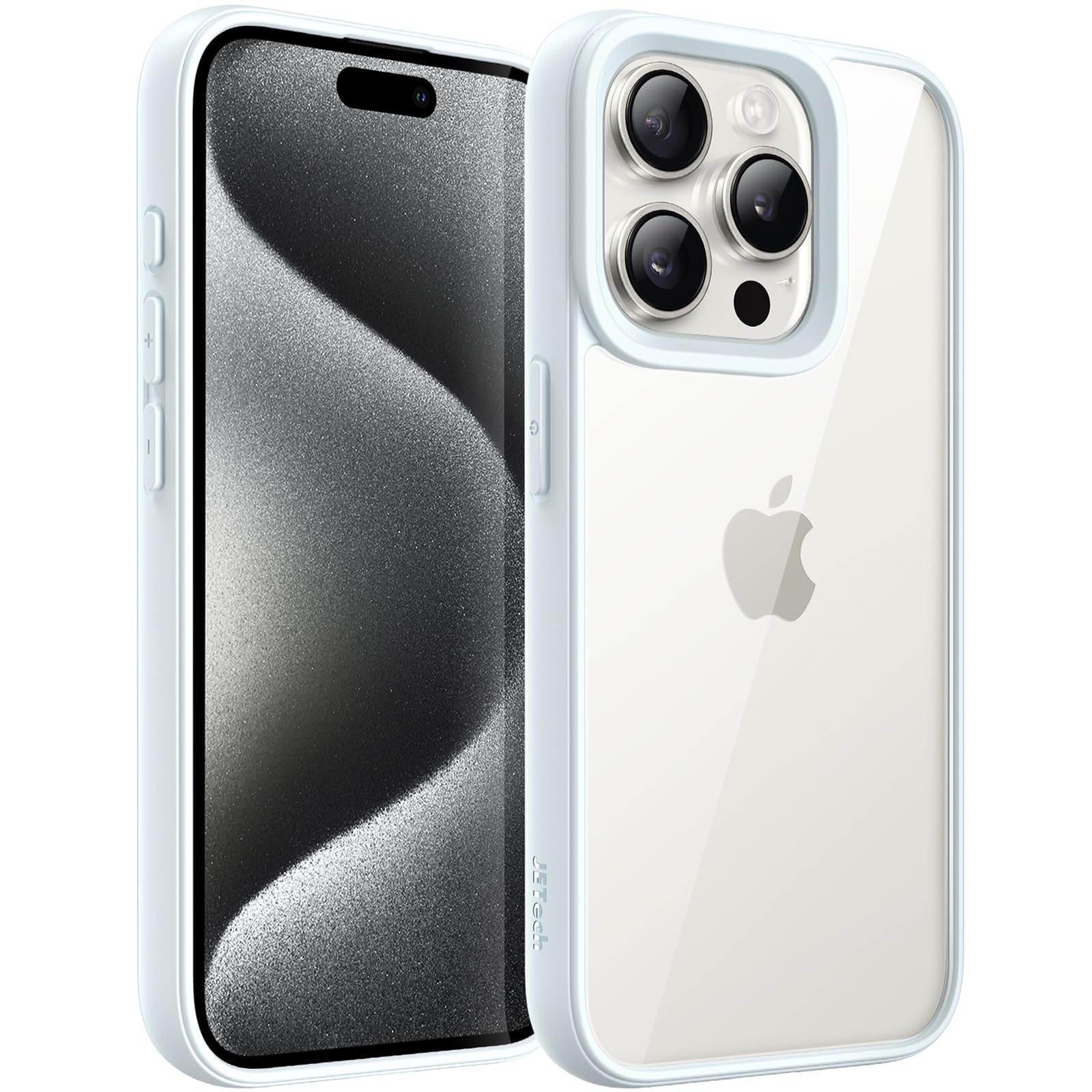 Photo 1 of JETech Case for iPhone 15 Pro Max 6.7-Inch, Shockproof Phone Bumper Cover, Solid Color Matte TPU Frame, Anti-Scratch Clear Back (Blue)