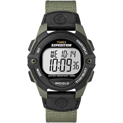 Timex Men's T49993 Expedition Full-Size Digital CAT Green/Black Mixed Material Strap Watch
