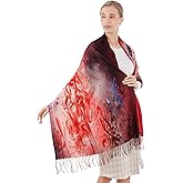 XINYUN Women's Fashion Scarf with Art Printed Tassel Soft Cashmere Warm Large Blanket Wrap Shawl for gift