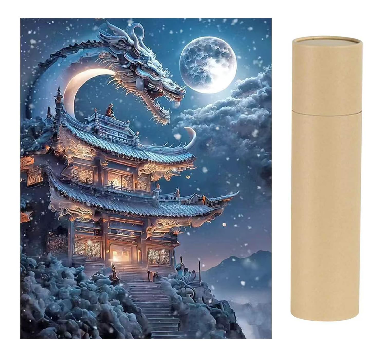 5D DIY Square Drill Diamond Painting Dragon 40x50 cm - Dragon Art Painting by Numbers - Square Diamond Picture Art - Cross Stitch Kits for Kids