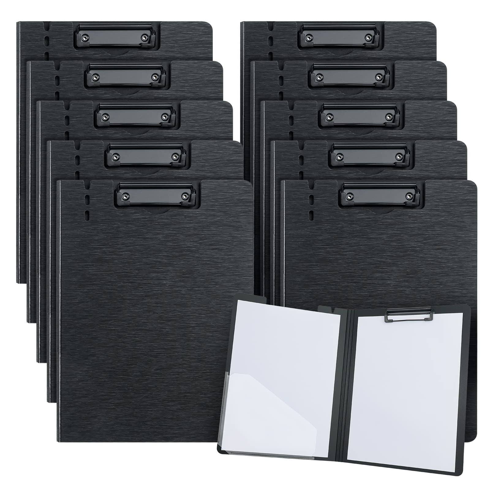 URbantin A4 Clipboard Folder, Foldable Clipboards with Pocket,10 Pack Clipboards Clip Board for Memo Form Document & School Office Work Classroom Folder (Black) — image 1