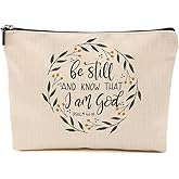 Bible Verse Makeup Bag for Women, Vintage Portable Travel Organizer Toiletry Cosmetic Bag with Zipper, Roomy Makeup Bags Skincare Pouches Travel Accessories, Christian Gifts for Women