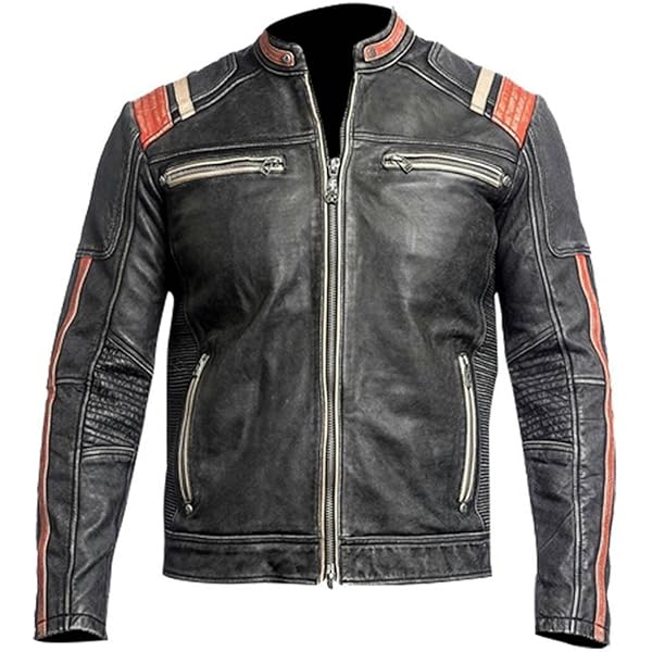 The Jasperz Men's Retro Synthetic Leather Jacket-Slim Fit Moto