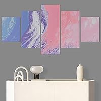 SIGNWIN 5 Panel Canvas Wall Art Modern Art Abstract Fluids for Home Decorations Ready to Hang - 60