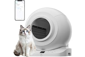 ACTFLAME Self Cleaning Litter Box, Automatic Cat Litter Box with APP Control, Smart Robot Litter Box with Safety Protection & Cat Mat, Odor Preventing, Multi-Cat Friendly