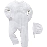 Booulfi Baby Boy's Christening Baptism Outfits Suit with Hat，Cross Detail