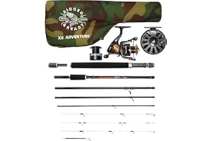 RIGGED & READY TRAVEL FISHING Rigged & Ready X5 Series Travel Fishing Rods Spin-Fly - X5 Rod & 2 Reels Combination, X5 Rod, or X5 Max - Super Compact, Multi-Functional Rods, 4 Tips, 5 Techniques-1 Fishing Rod.
